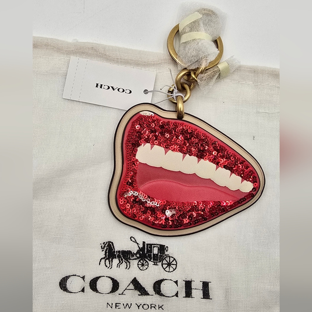 💋NWT💋 Coach x Tom Wesselmann Bag Charm/ Key Ring, Red, Lips